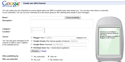 google sms channels google sms channels