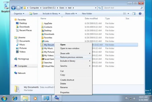 Restore files in Windows 7 Restore files in Windows 7