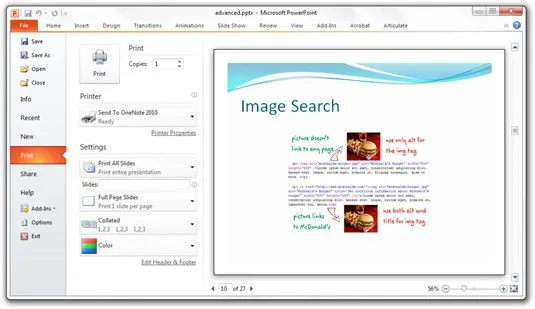 printing in office 2010